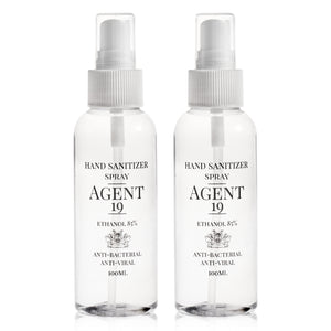 Agent 19 - Hospital Grade - Anti Bacterial Ethanol Hand Sanitizer Liquid - 100 ml Spray - Pack Of 2