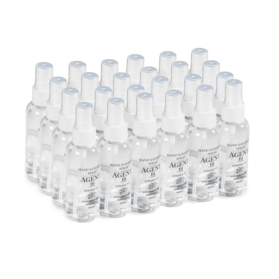 Agent 19 - Hospital Grade - Anti Bacterial Ethanol Hand Sanitizer Liquid - 100 ml Spray - Pack Of 24